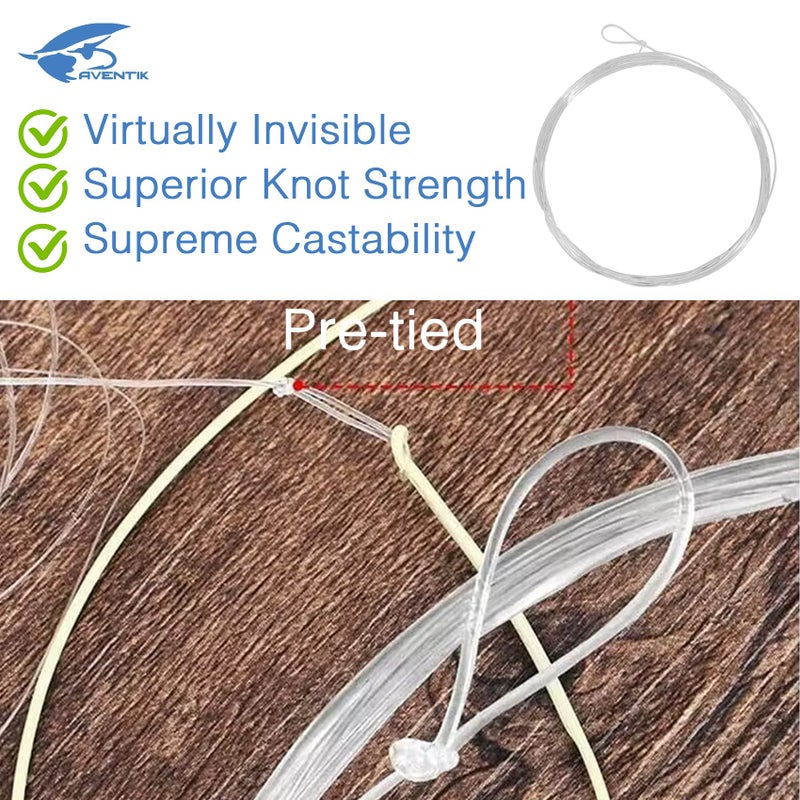 Aventik 3PC Aventik Fly Fishing Tapered Leader Premium Fluorocarbon Fly Fishing Line Pro Tied-Looped Freshwater/Saltwater 9ft Fly Fishing Leaders X0 to X7 (3X-6.9LB) - Image 5